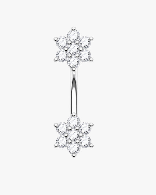 Flower Crystal Lotus Stainless Steel Curved Barbell 16G – Doubi