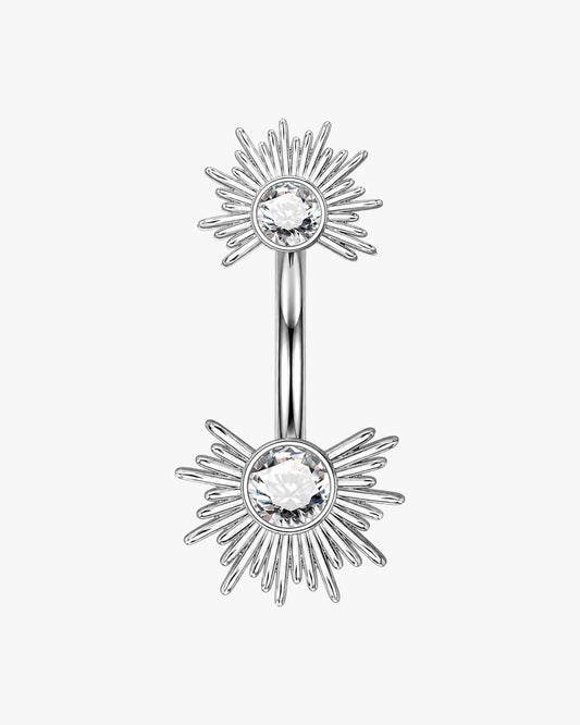 Burst Crystal Lotus Stainless Steel Curved Barbell 16G – Still