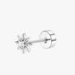 Silver earring with star-shaped design on a white background
