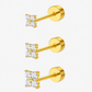 Set of 3 Delphi Stud Earrings – Minimal Crystal Piercing Set