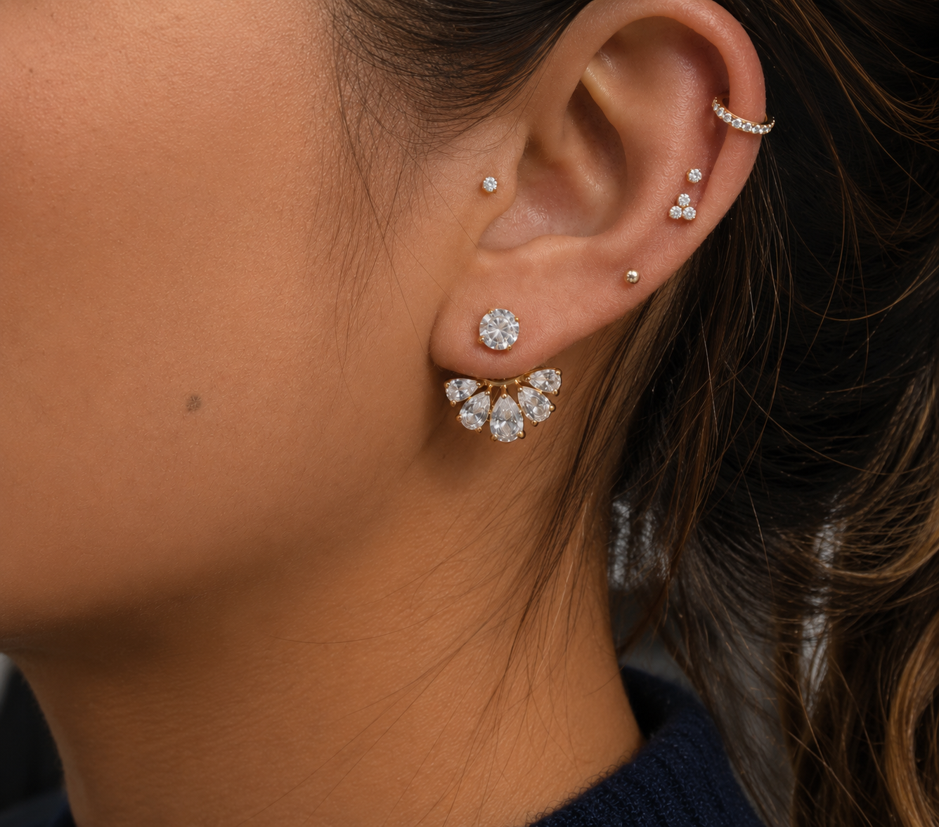 Aurielle Crystal Fan Earrings | Gold Plated PVD