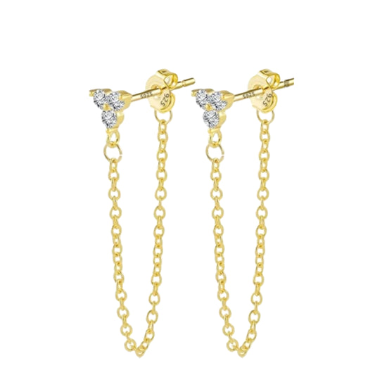 Gold Plated Petal Chain Studs
