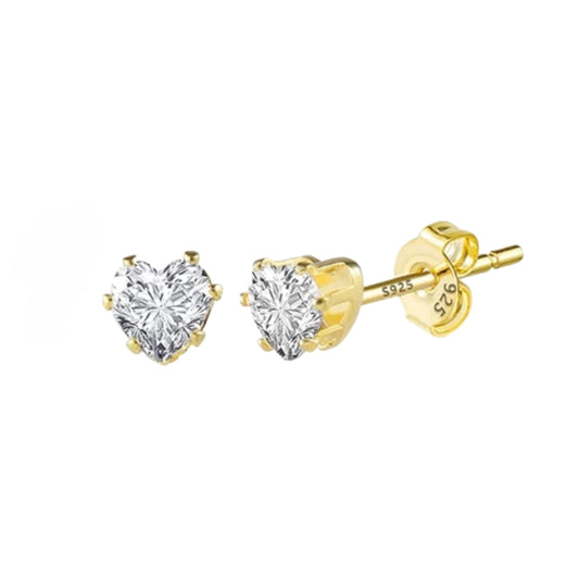 Gold Plated Heart Pave Studs