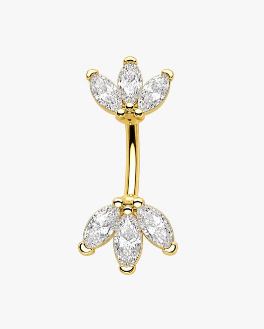 Marquise Crystal Lotus Titanium Curved Barbell 16G – Talia