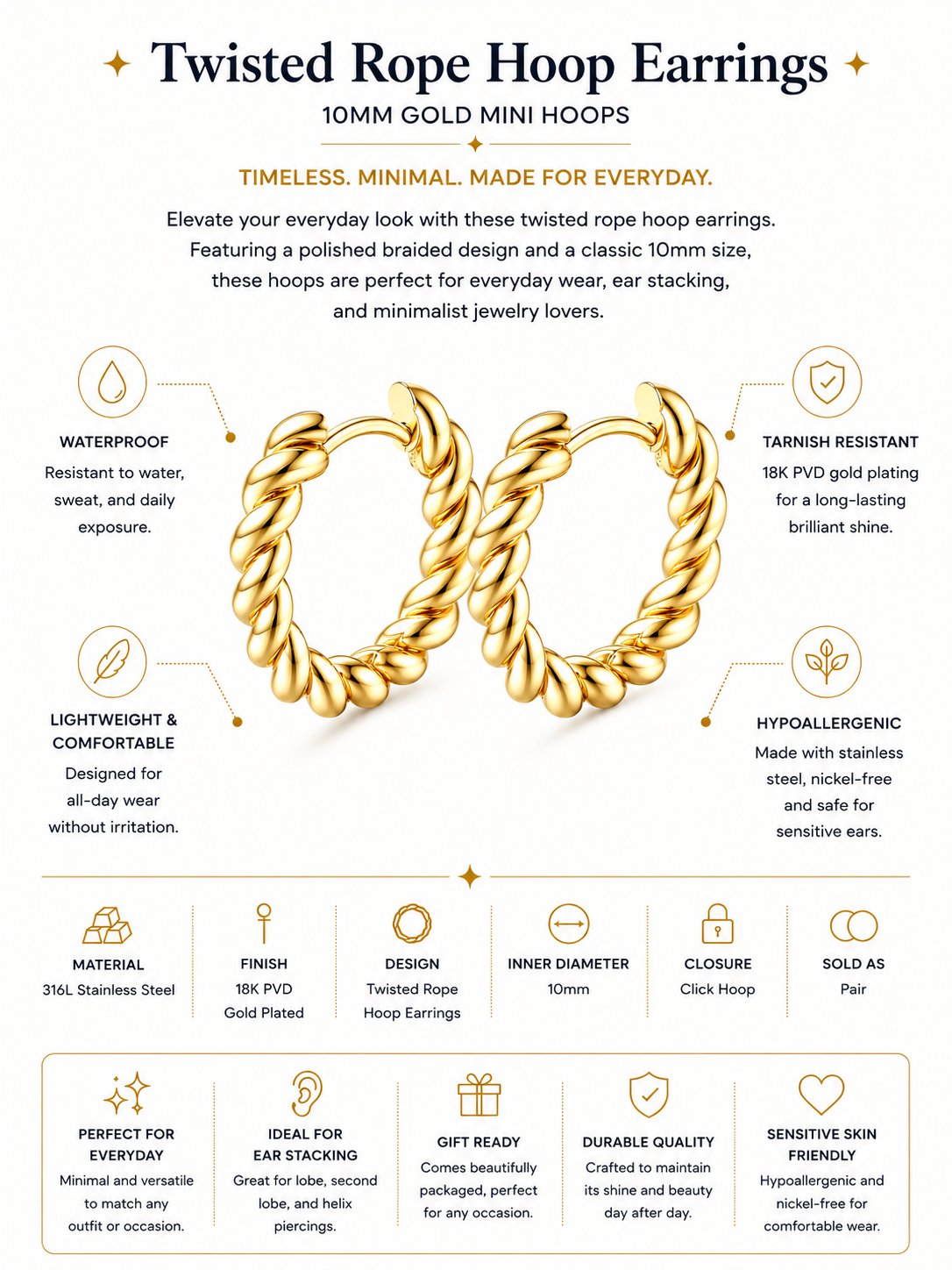 Baguette Hoop Earrings – Juniper