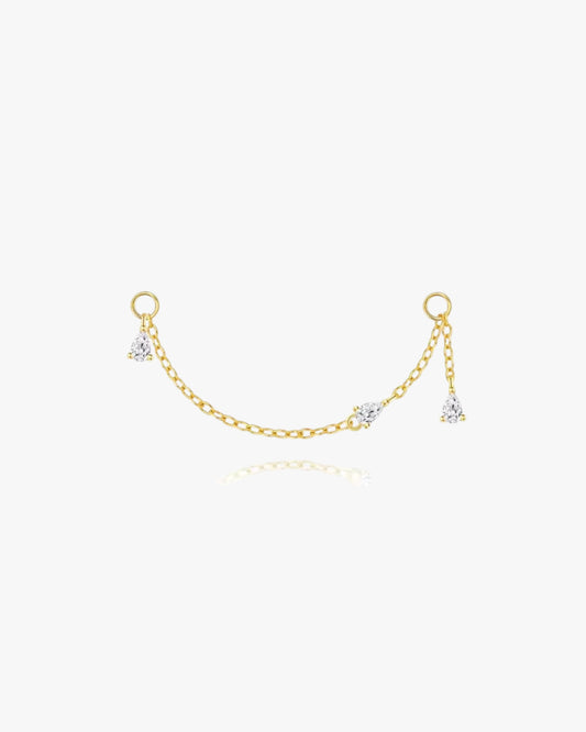 Gold Plated Sterling Silver Single Zirconia Chain Earring Charm – Aura