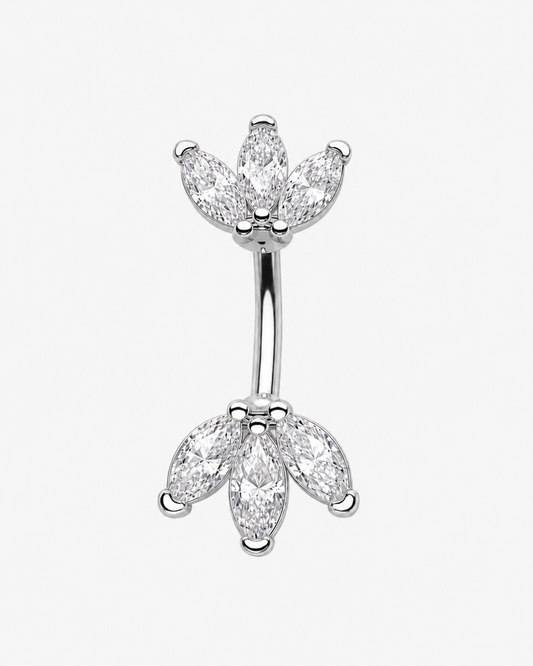 Marquise Crystal Lotus Titanium Curved Barbell 16G – Talia