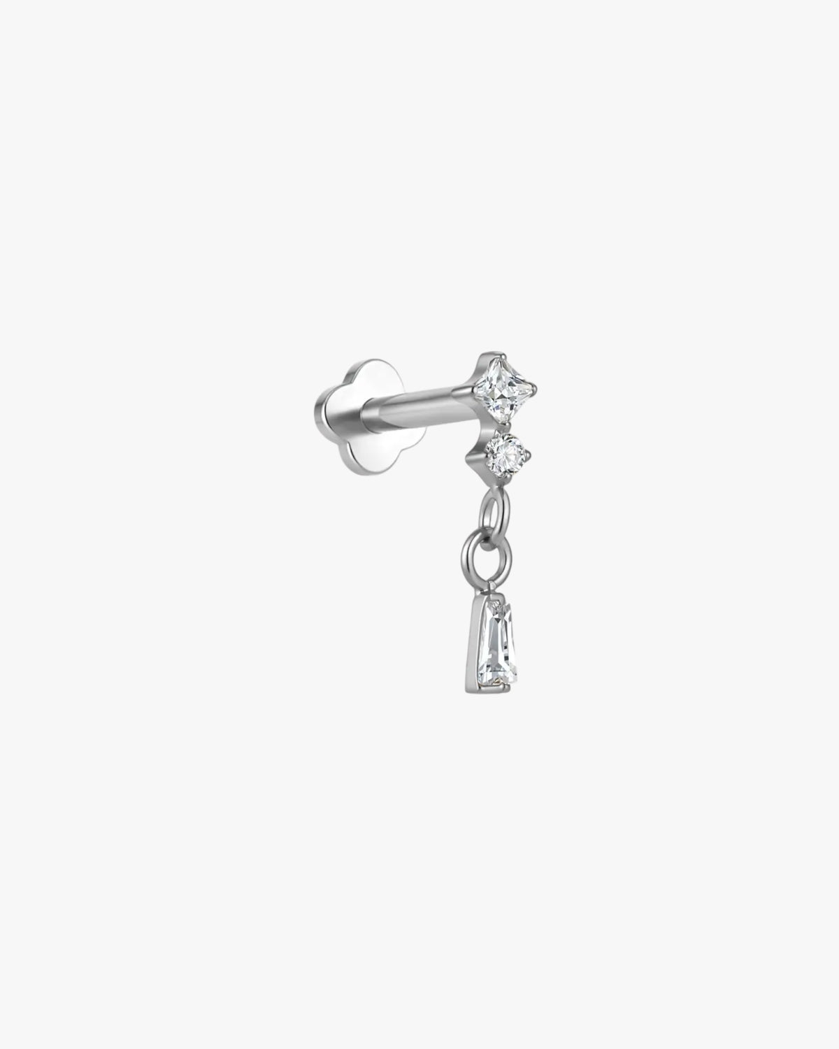 Manri Titanium Crystal Pave Piercing | Flat Back Cartilage Earring