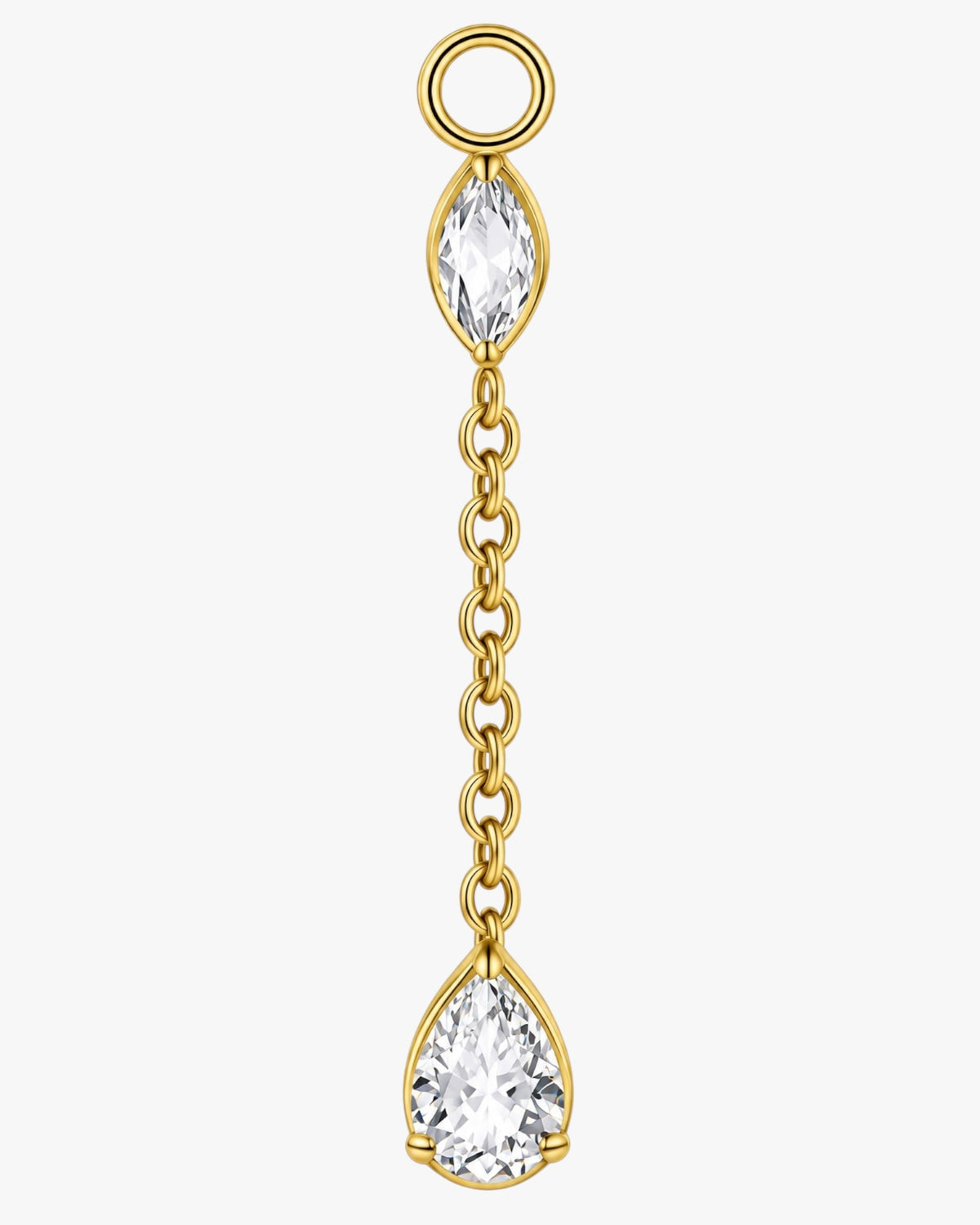 Titanium Marquise & Pear CZ Chain Dangle Earring Charm – Elina