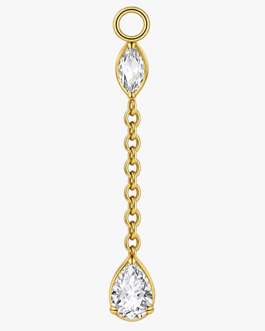 Titanium Marquise & Pear CZ Chain Dangle Earring Charm – Elina