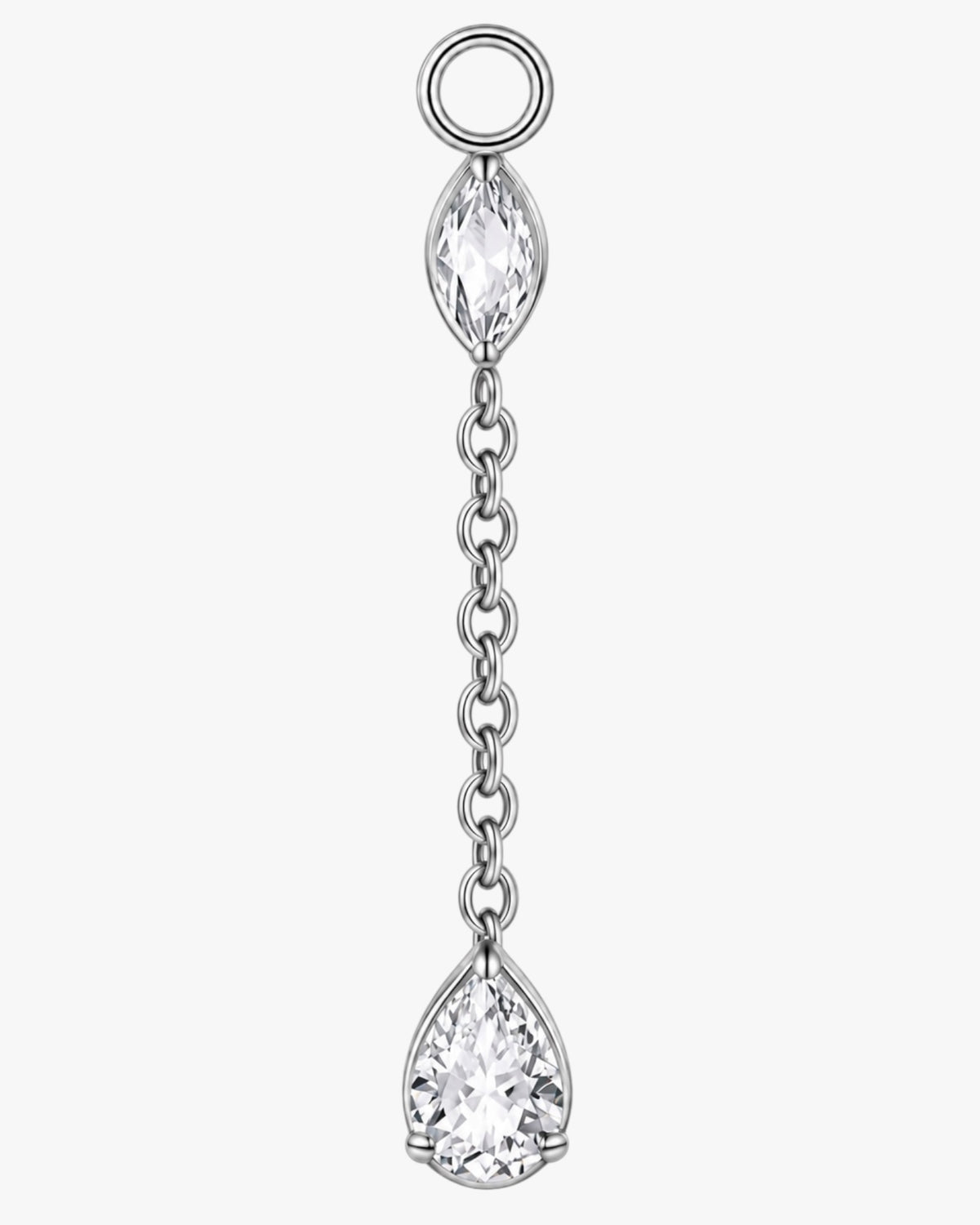 Titanium Marquise & Pear CZ Chain Dangle Earring Charm – Elina
