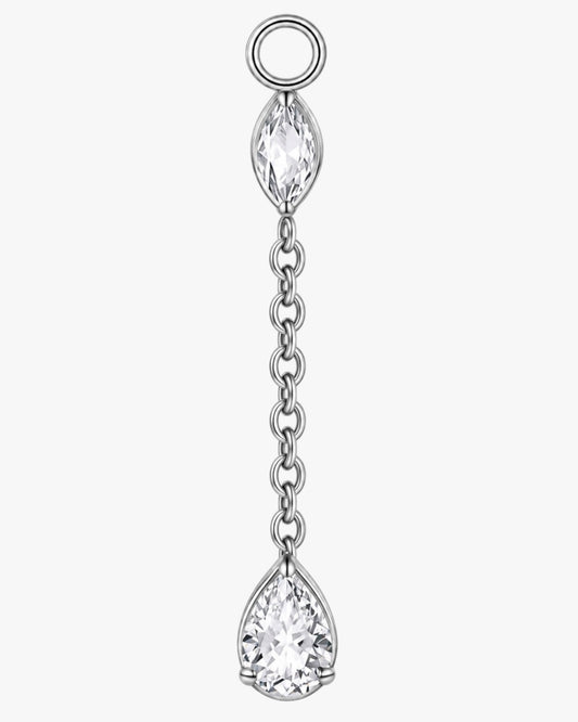 Titanium Marquise & Pear CZ Chain Dangle Earring Charm – Elina