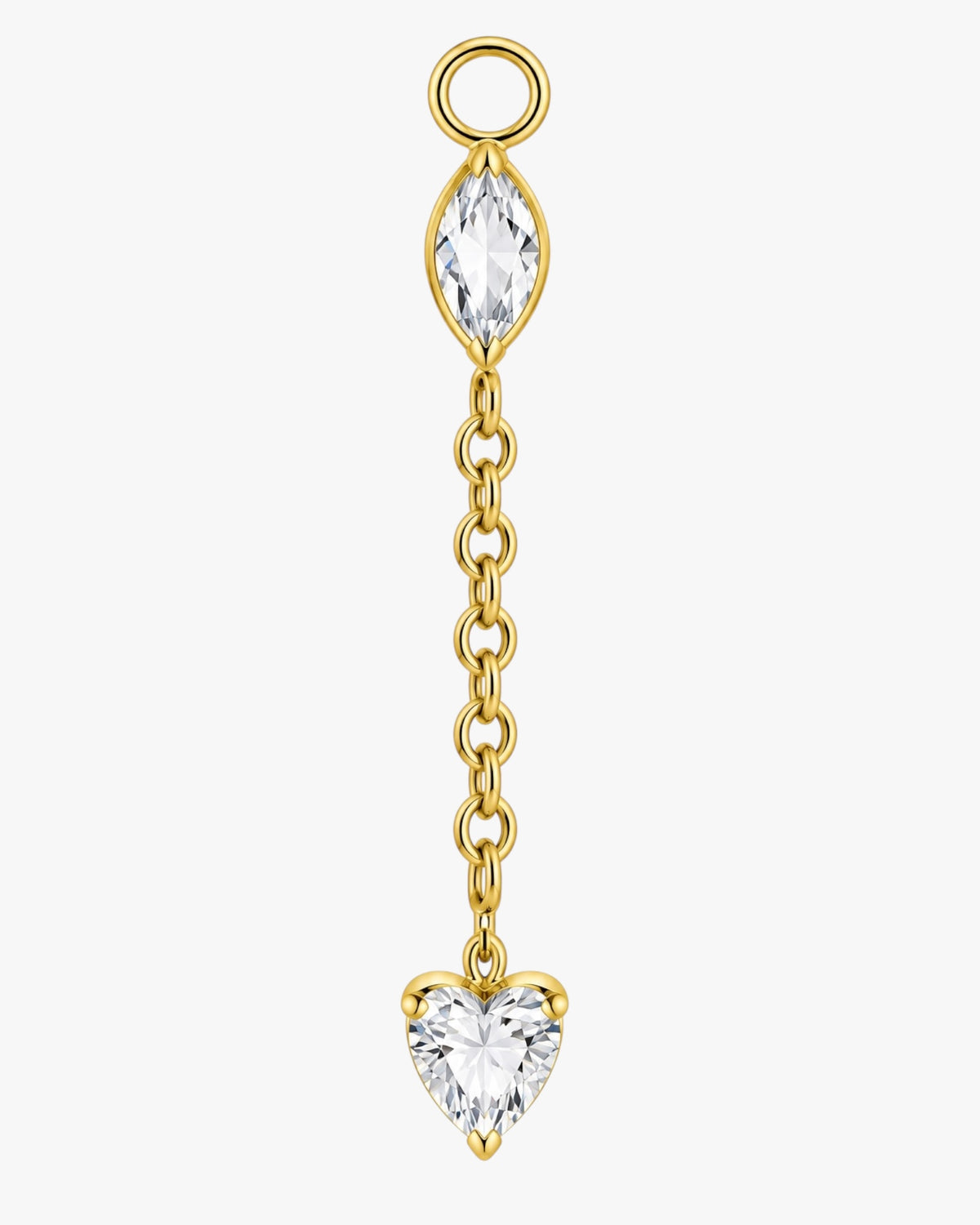 Titanium Marquise & Heart CZ Chain Dangle Earring Charm – Jida