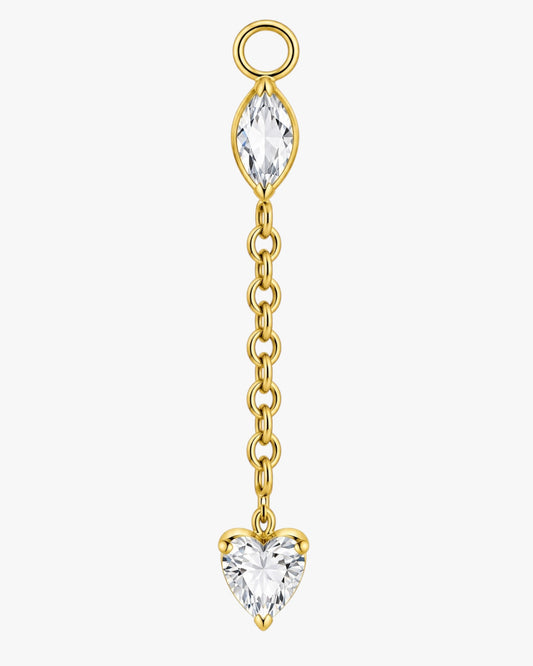 Titanium Marquise & Heart CZ Chain Dangle Earring Charm – Jida