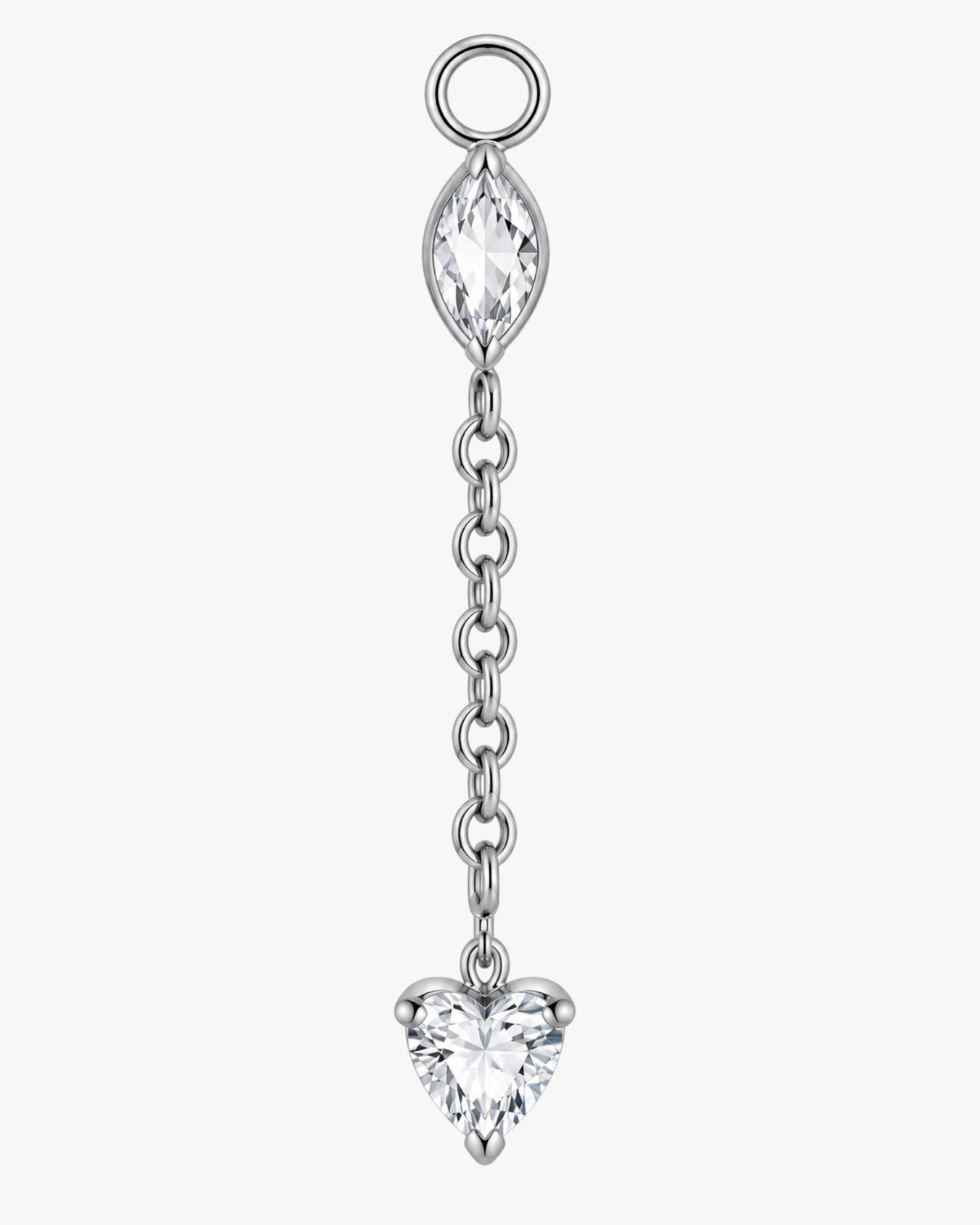 Titanium Marquise & Heart CZ Chain Dangle Earring Charm – Jida