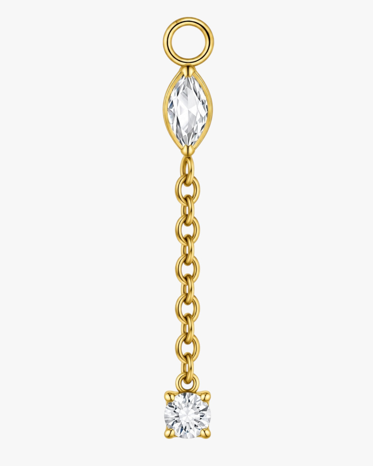 Titanium Marquise & Square CZ Chain Dangle Earring Charm – Nida