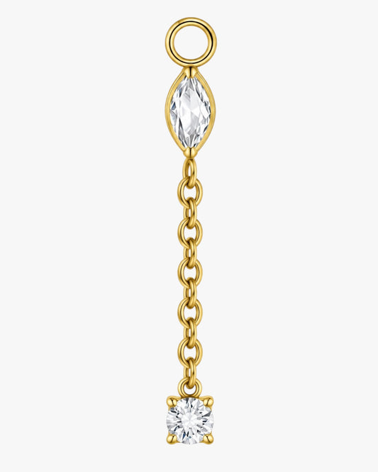Titanium Marquise & Square CZ Chain Dangle Earring Charm – Nida