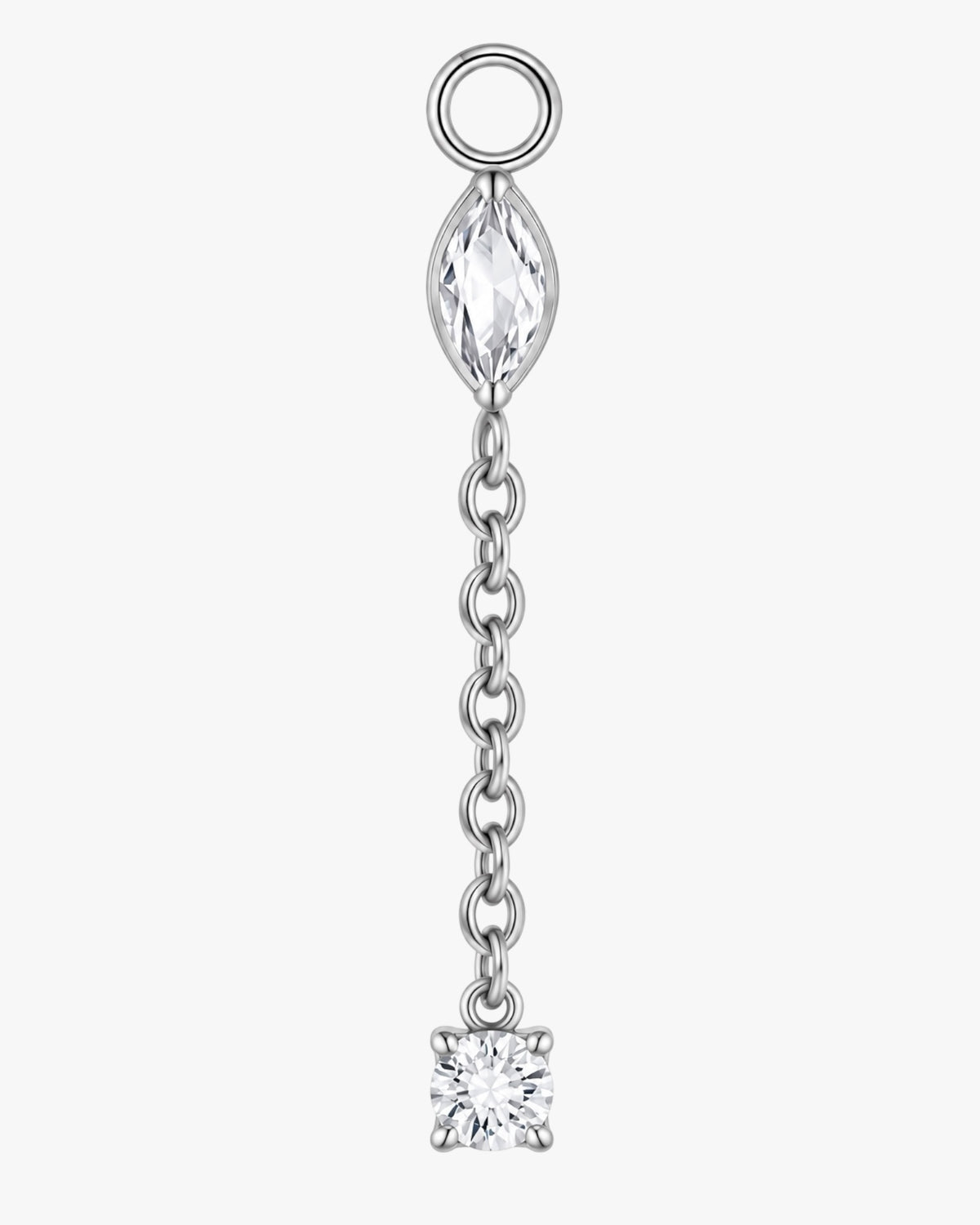 Titanium Marquise & Square CZ Chain Dangle Earring Charm – Nida