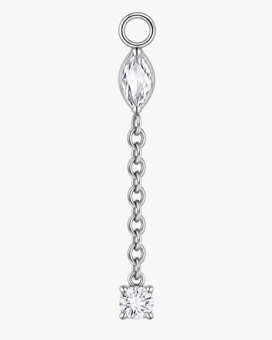 Titanium Marquise & Square CZ Chain Dangle Earring Charm – Nida
