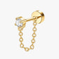 Metil Gold Marquise Chain Flat Back Labret Stud | Piercing Jewelry