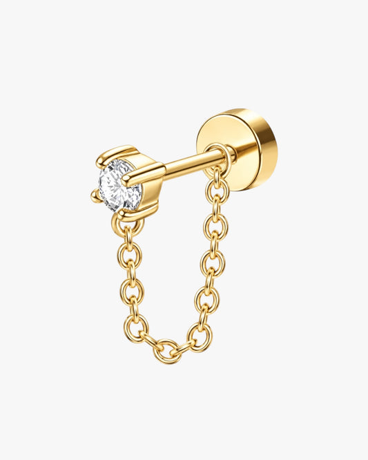 Metil Gold Marquise Chain Flat Back Labret Stud | Piercing Jewelry
