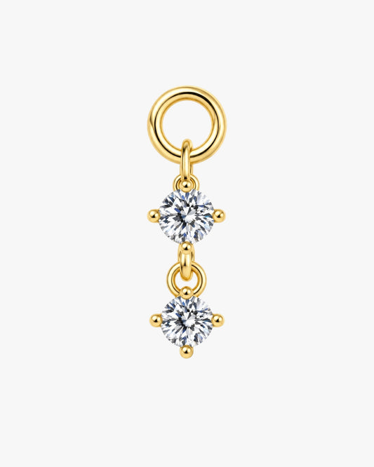 Gold Plated Stainless Steel Double Teardrop Crystal Hoop Charm Eliah I