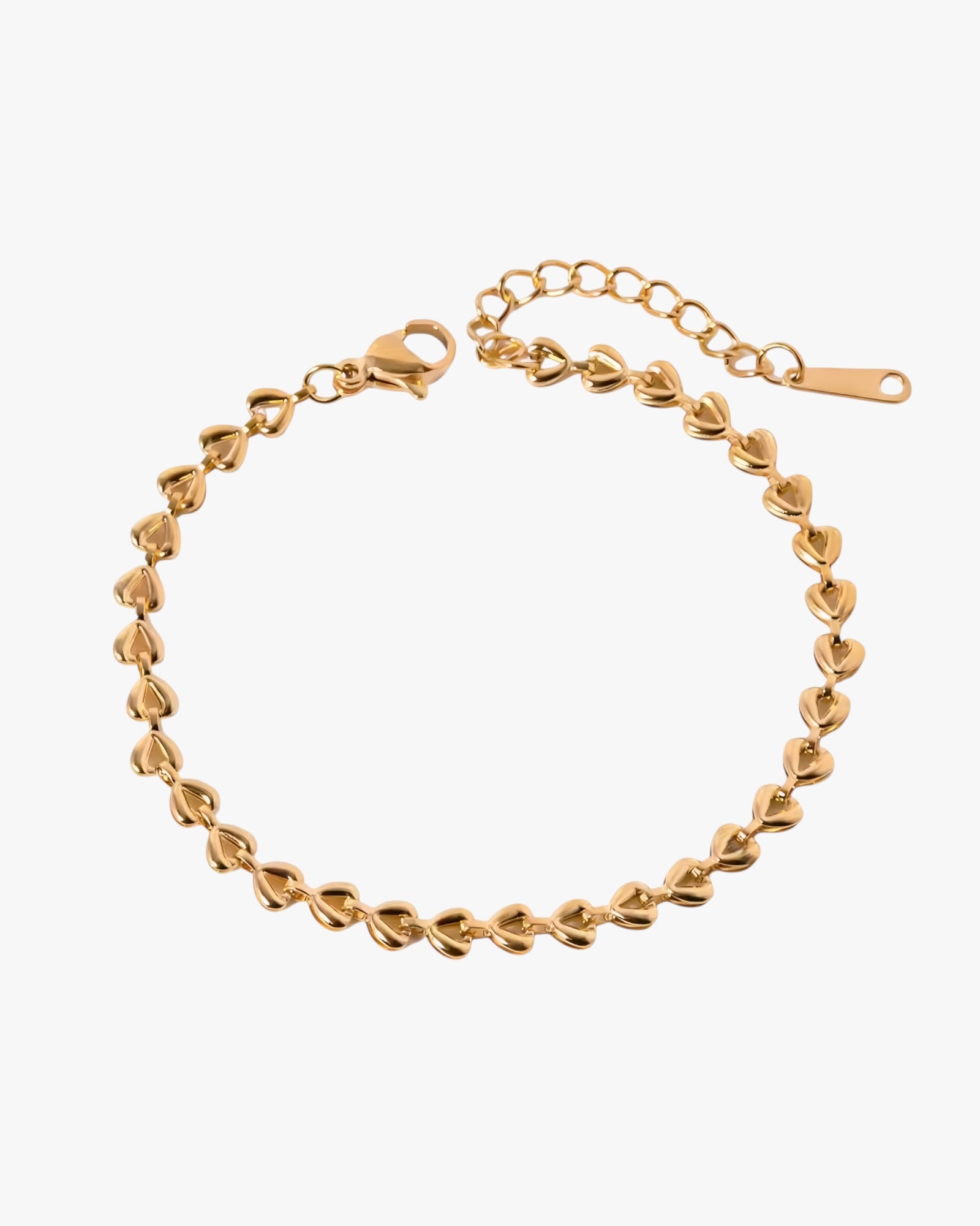 Stainless steel PVD 18k gold plated bracelet on a white background