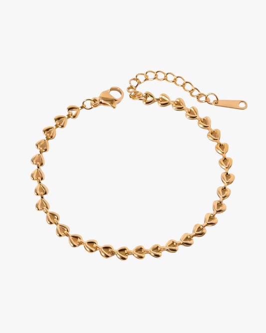 Stainless steel PVD 18k gold plated bracelet on a white background