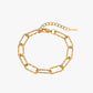 Gold stainless steel PVD 18K gold plated chain bracelet on a white background