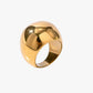 Gold stainless steel PVD 18K gold plated ring on a white background