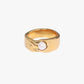 Gold stainless steel 18kpvd gold plated ring with a pearl on a white background