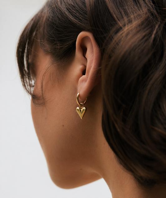 Gold Plated Stainless Steel Heart Charm Hoop Earrings – Namibia