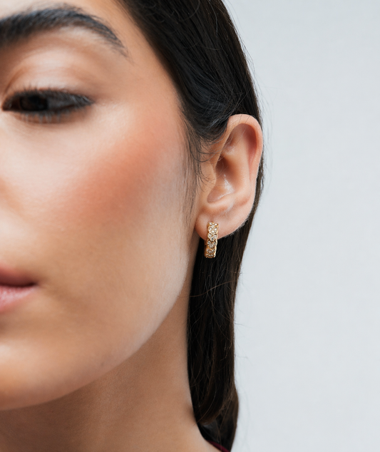 Gold Plated Stainless Steel Crystal Mini Hoop Earrings – Celeste