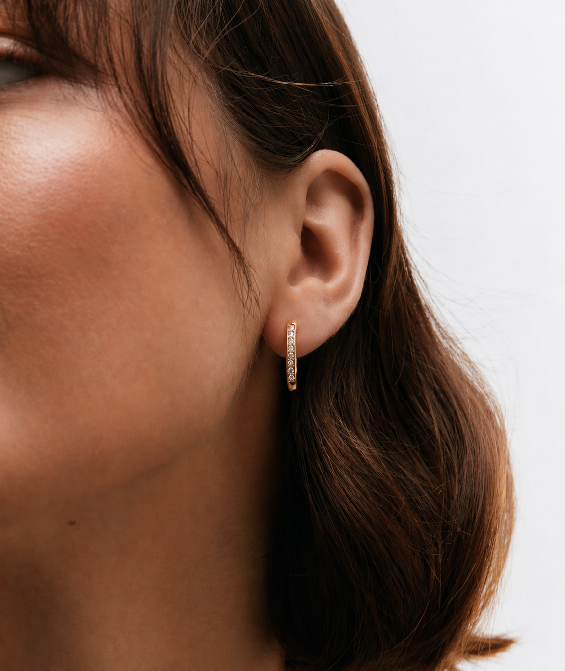 Gold Plated Stainless Steel Crystal Hoop Earrings – Lumina