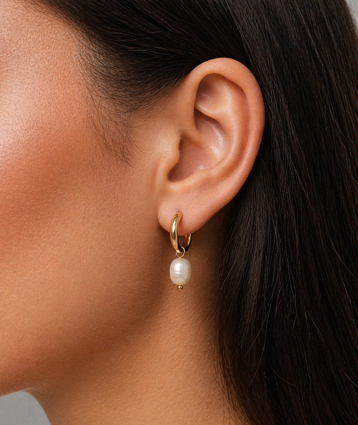 Gold Plated Stainless Steel Pearl Drop Earrings – Elira