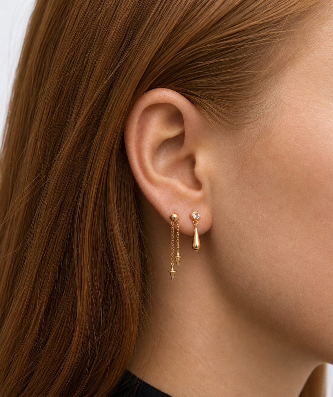 Titanium Crystal Drop Piercing – Corli | Flat Back Cartilage Earring