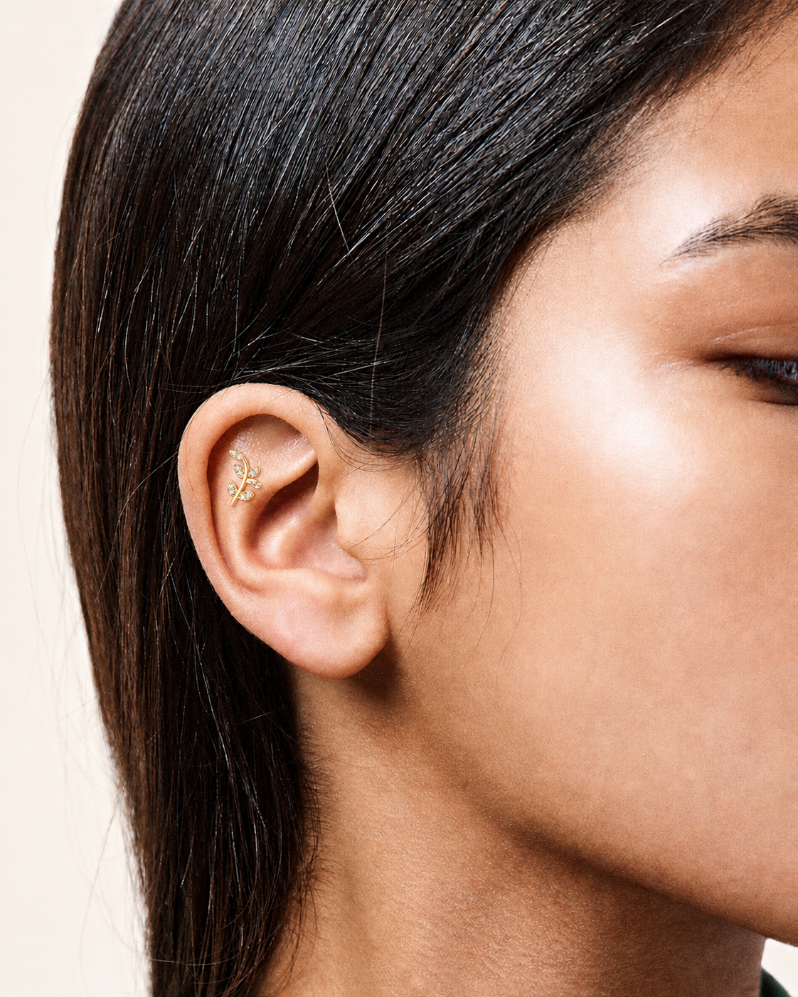 Mariana Stud – Crystal Leaf Piercing