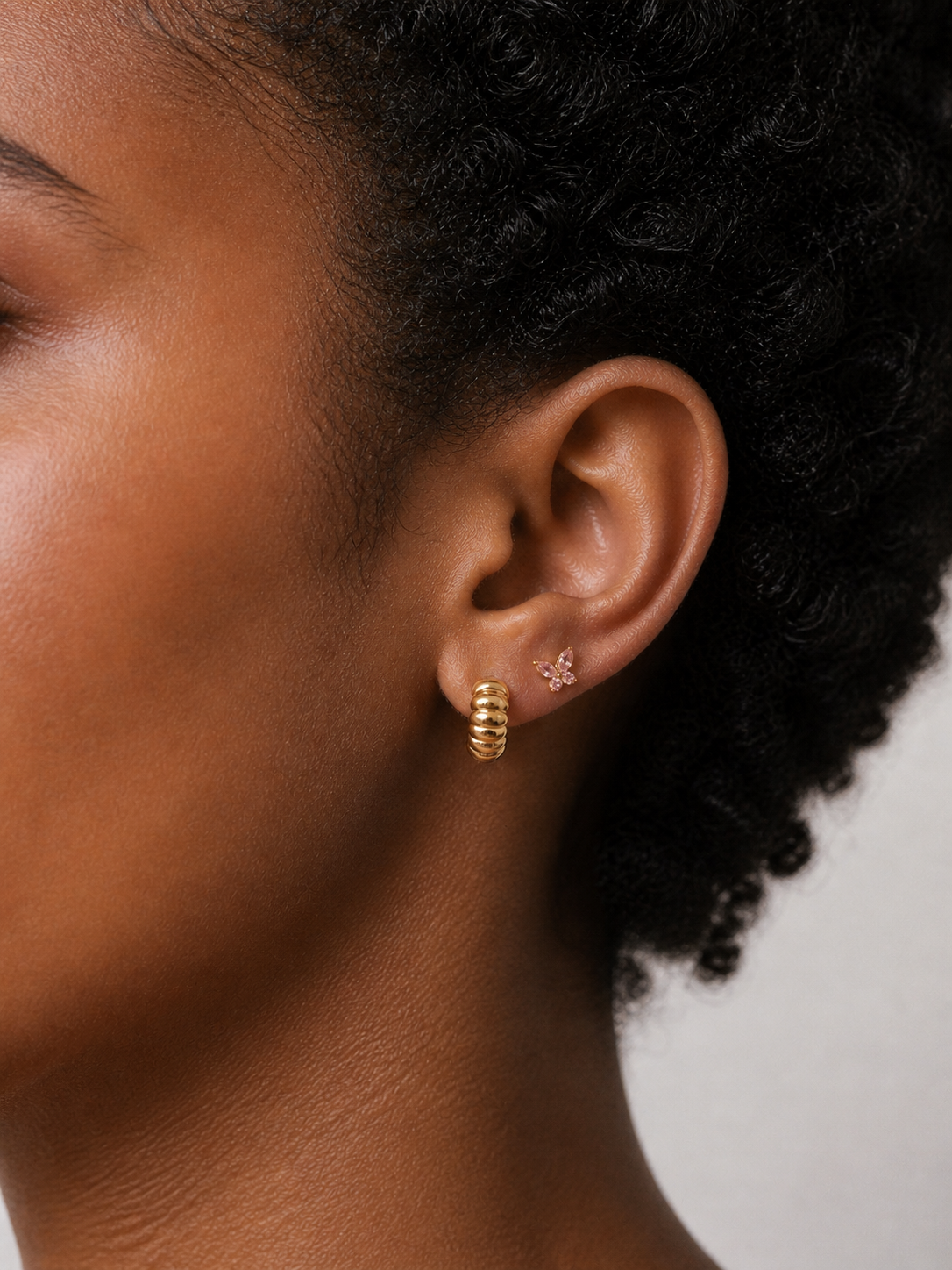 Corsica Stud – Pink Crystal Butterfly Flat Back Earring
