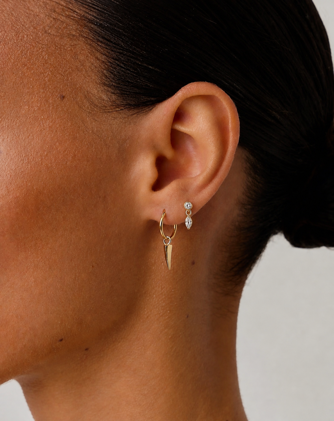 Titanium Crystal Drop Piercing – Velira | Flat Back Cartilage Earring