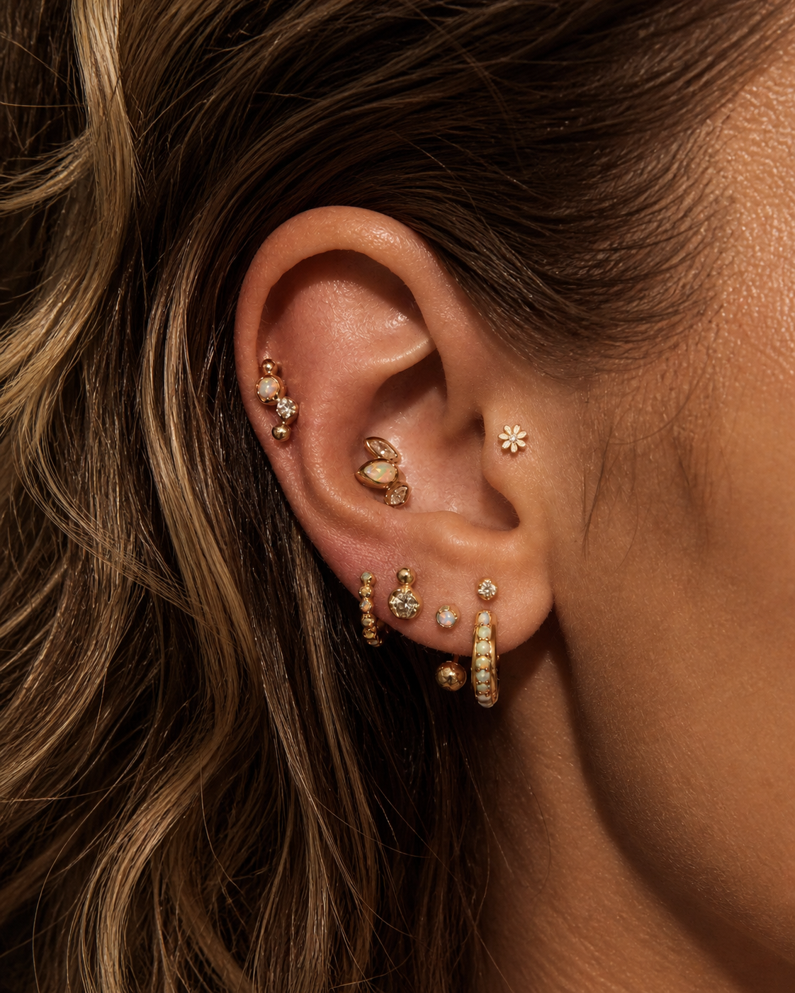 Osaka Stud – Flower Crystal Piercing