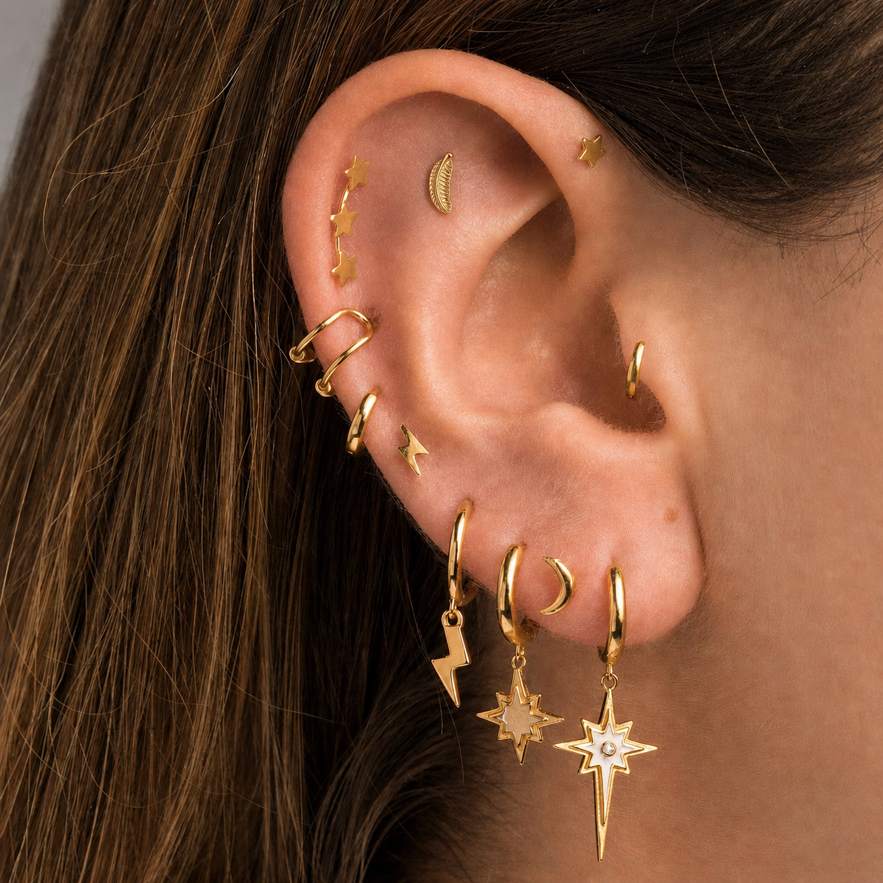 Feather Stud Piercing – Flat Back Cartilage Earring
