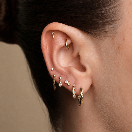 Sorrento Cube Stud Piercing – Minimal Geometric Flat Back Earring