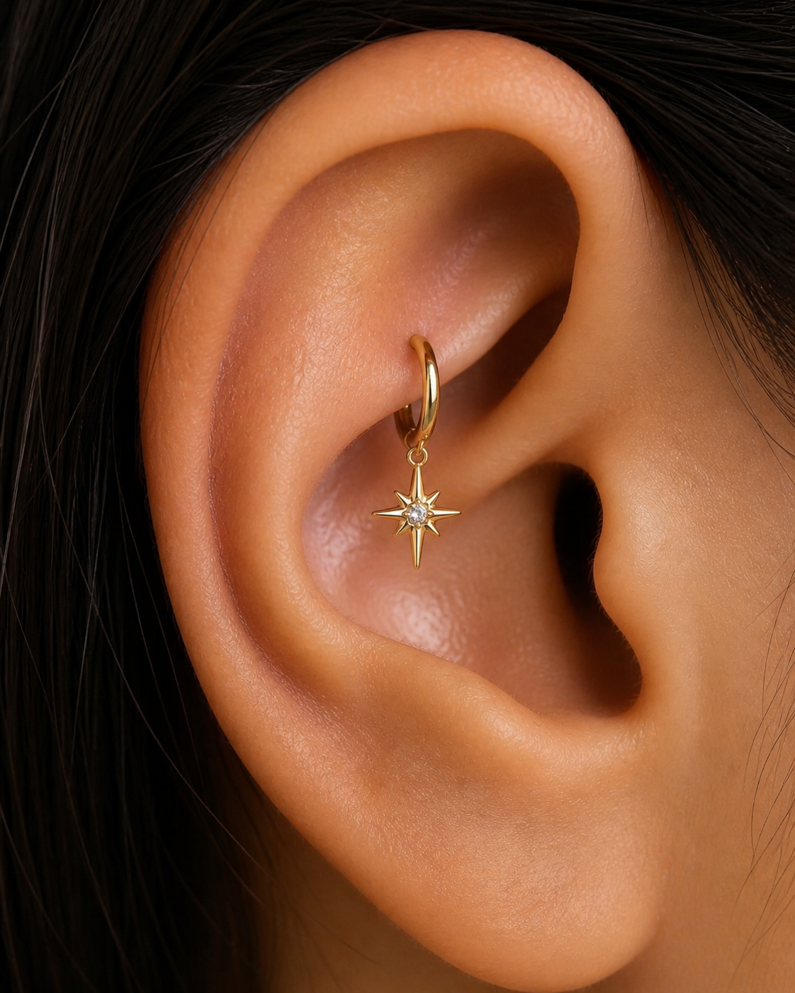 North Star Charm Titanium Hinged Hoop 16G 6mm – Oslo