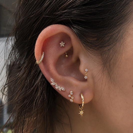 Crystal Blossom Titanium Curved Barbell 16G – Fiora