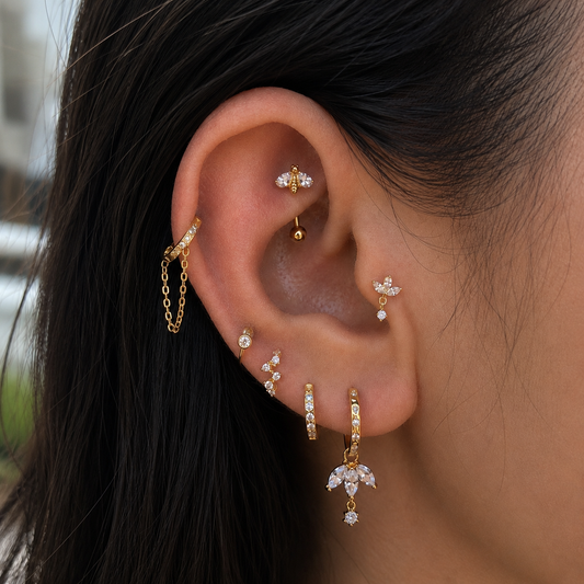 Bee Crystal Titanium Curved Barbell 16G – Mellia