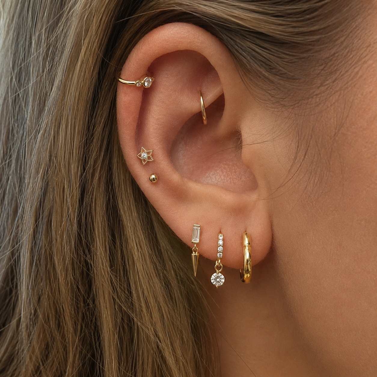 Tangshan Stud – Crystal Star Flat Back Piercing