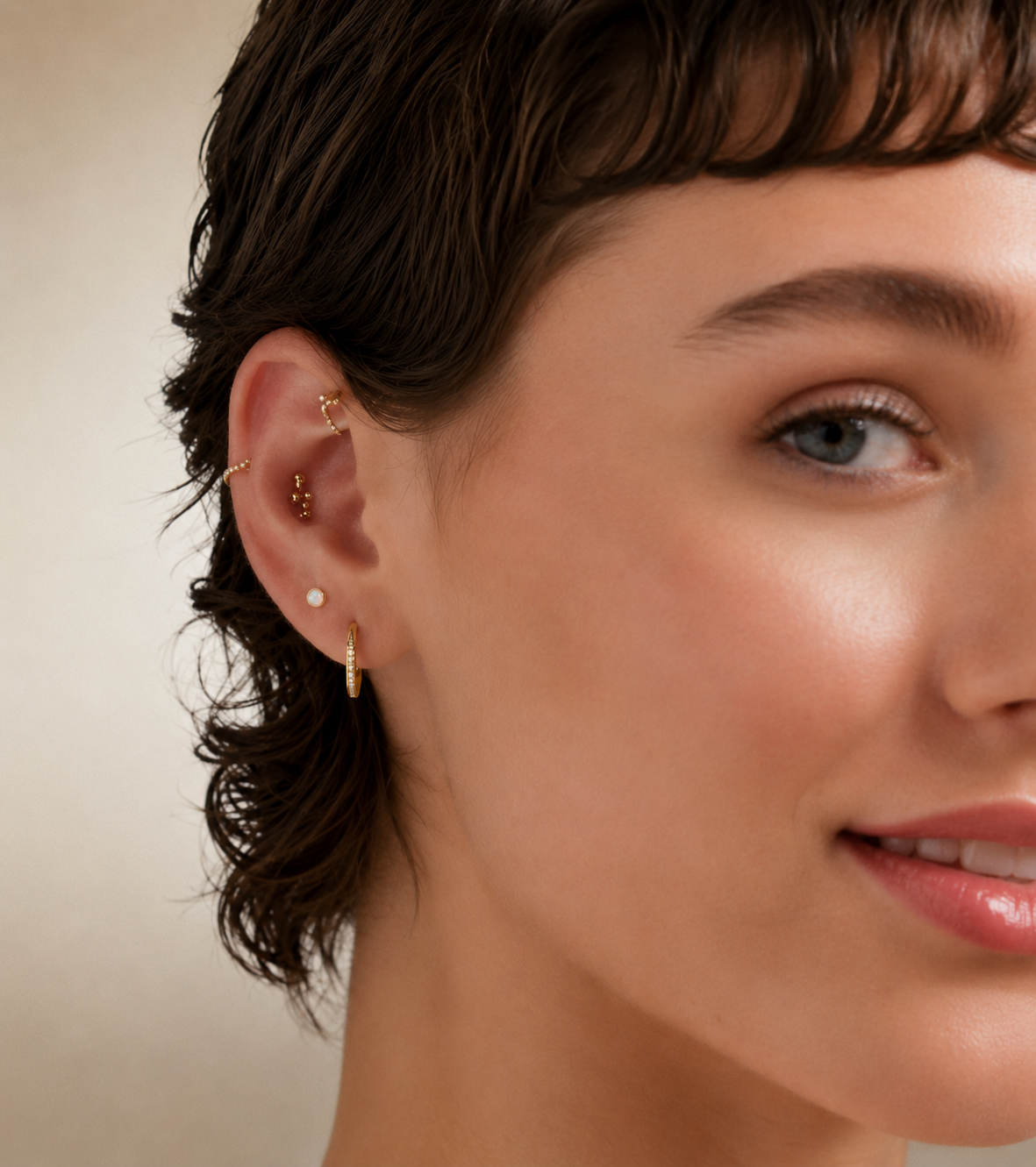 Lhasa Opal Stud Piercing – Flat Back Cartilage Earring