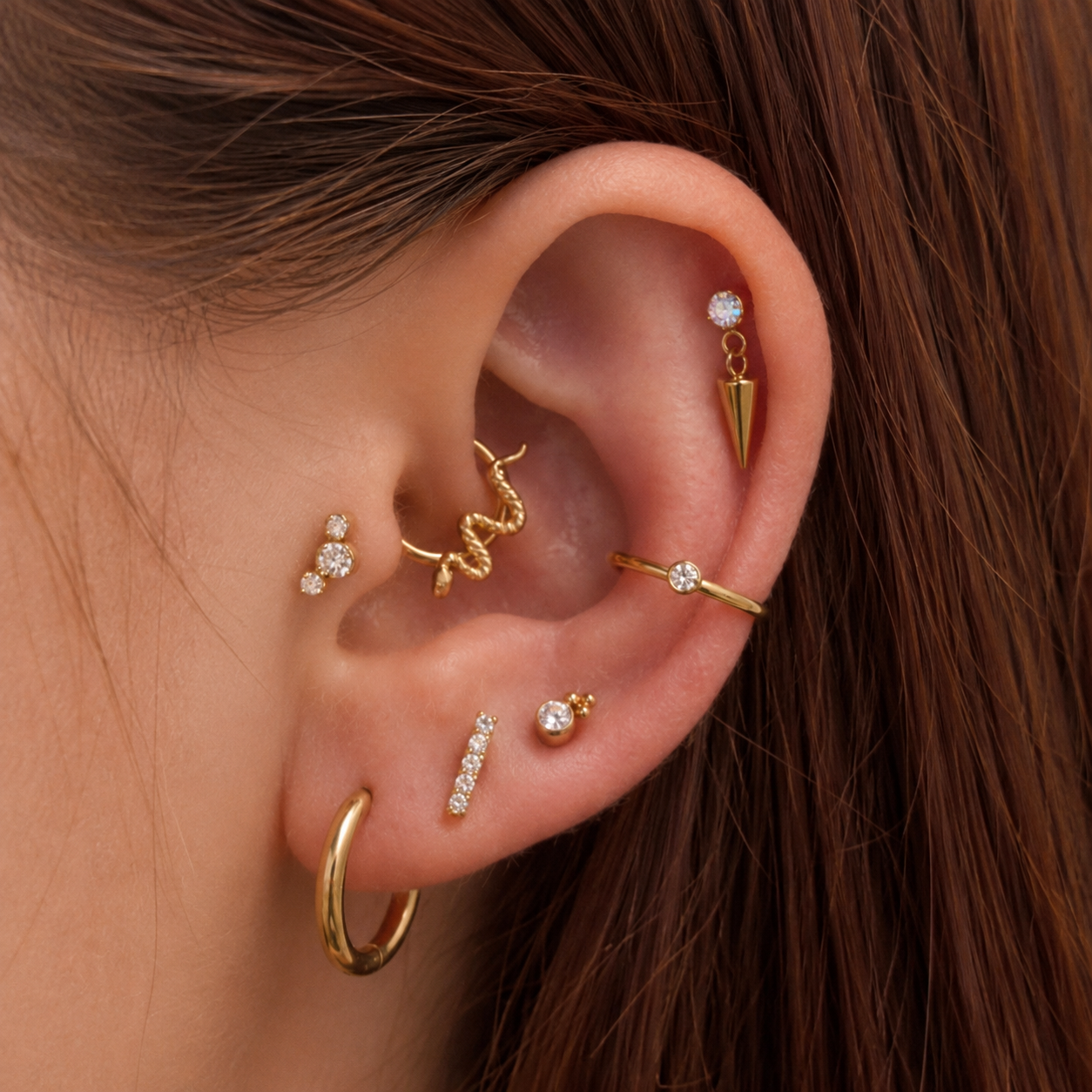 Titanium Rainbow Crystal Stud Piercing – Prismia | Flat Back Cartilage Earring