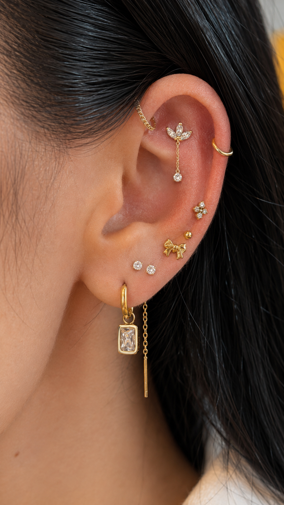 Titanium Zircon Drop Piercing – Avelis | Flat Back Cartilage Earring