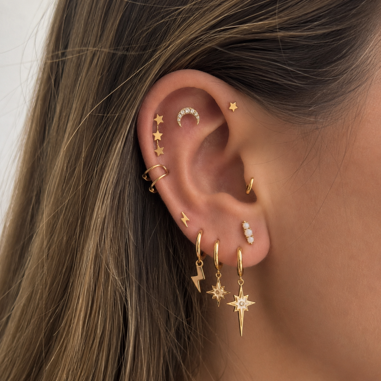 Samarkand Stud – Opal Double Flat Back Piercing